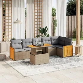 Set of 7-piece garden sofas and beige synthetic rattan cushions by , Garden sets - Ref: Foro24-3273971, Price: 494,83 €, Disc...