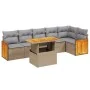 Set of 7-piece garden sofas and beige synthetic rattan cushions by , Garden sets - Ref: Foro24-3273971, Price: 494,83 €, Disc...