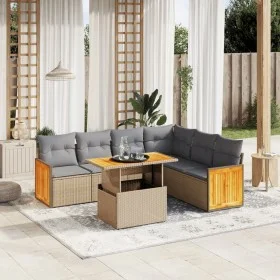 Set of 7-piece garden sofas and beige synthetic rattan cushions by , Garden sets - Ref: Foro24-3273978, Price: 494,83 €, Disc...