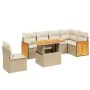 Set of 7-piece garden sofas and beige synthetic rattan cushions by , Garden sets - Ref: Foro24-3273984, Price: 511,31 €, Disc...