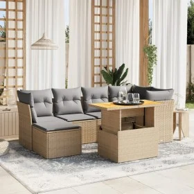 Set of 7-piece garden sofas and beige synthetic rattan cushions by , Garden sets - Ref: Foro24-3275481, Price: 460,70 €, Disc...