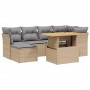 Gartensofagarnitur 7-teilig mit Kissen aus synthetischem Rattan in Beige. von , Gartensets - Ref: Foro24-3275481, Preis: 462,...