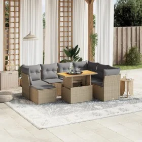 Garden sofa set with beige cushions, 8 pieces, PE rattan. by , Garden sets - Ref: Foro24-3275495, Price: 519,71 €, Discount: %