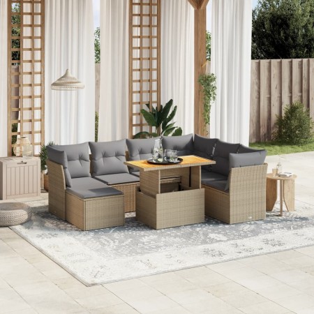 Gartensofagarnitur mit beigen Kissen, 8-teilig, aus PE-Rattan. von , Gartensets - Ref: Foro24-3275495, Preis: 519,68 €, Rabat...