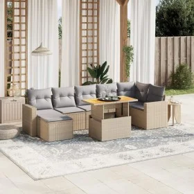 Garden sofa set with beige cushions, 8 pieces, PE rattan. by , Garden sets - Ref: Foro24-3275600, Price: 531,44 €, Discount: %