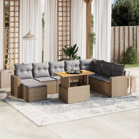 Garden sofa set 9 pieces with beige synthetic rattan cushions by , Garden sets - Ref: Foro24-3275628, Price: 571,98 €, Discou...