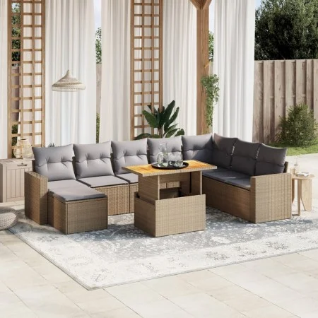 Garden sofa set 9 pieces with beige synthetic rattan cushions by , Garden sets - Ref: Foro24-3275628, Price: 593,73 €, Discou...