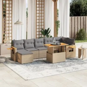 Garden sofa set with beige cushions, 8 pieces, PE rattan. by , Garden sets - Ref: Foro24-3273628, Price: 536,74 €, Discount: %