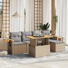 Gartensofa-Set mit 6-teiligen Kissen aus synthetischem Rattan in Beige. von , Gartensets - Ref: Foro24-3273495, Preis: 401,25...