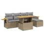 Gartensofa-Set mit 6-teiligen Kissen aus synthetischem Rattan in Beige. von , Gartensets - Ref: Foro24-3273495, Preis: 402,19...
