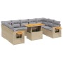 Gartensofa-Set mit 10-teiligen beigen Kissen aus synthetischem Rattan. von , Gartensets - Ref: Foro24-3273663, Preis: 631,72 ...