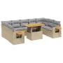 Gartensofa-Set mit 10-teiligen beigen Kissen aus synthetischem Rattan. von , Gartensets - Ref: Foro24-3273663, Preis: 663,75 ...