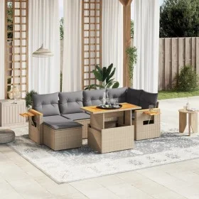 Set of 7-piece garden sofas and beige synthetic rattan cushions by , Garden sets - Ref: Foro24-3273621, Price: 482,83 €, Disc...