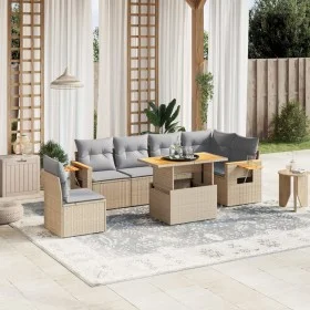 Gartensofagarnitur 7-teilig mit Kissen aus synthetischem Rattan in Beige. von , Gartensets - Ref: Foro24-3273544, Preis: 494,...