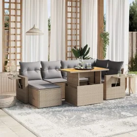 Set of 7-piece garden sofas and beige synthetic rattan cushions by , Garden sets - Ref: Foro24-3275705, Price: 473,65 €, Disc...