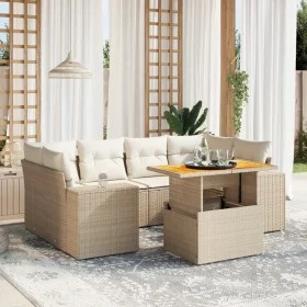 Set of 7-piece garden sofas and beige synthetic rattan cushions by , Garden sets - Ref: Foro24-3272535, Price: 550,05 €, Disc...