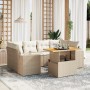 Set sofás de jardín 7 piezas y cojines ratán sintético beige de , Conjuntos de jardín - Ref: Foro24-3272535, Precio: 529,52 €...