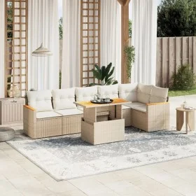 Set of 7-piece garden sofas and beige synthetic rattan cushions by , Garden sets - Ref: Foro24-3273088, Price: 509,14 €, Disc...