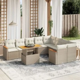 Gartensofa-Set mit 10-teiligen beigen Kissen aus synthetischem Rattan. von , Gartensets - Ref: Foro24-3273235, Preis: 700,52 ...