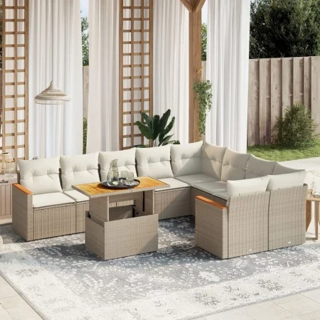 Garden sofa set with beige cushions, 10 pieces, made of synthetic rattan. by , Garden sets - Ref: Foro24-3273235, Price: 700,...
