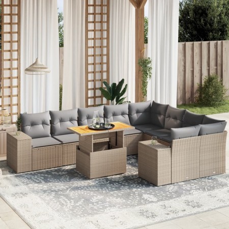 Gartensofa-Set mit 10-teiligen beigen Kissen aus synthetischem Rattan. von , Gartensets - Ref: Foro24-3272795, Preis: 639,44 ...
