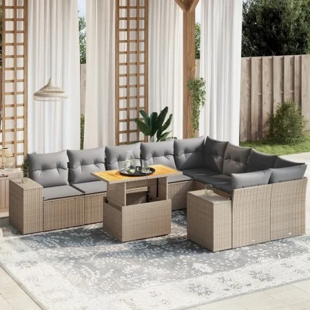Juego de sofás jardín con cojines beige 10 pzas ratán sintético de , Conjuntos de jardín - Ref: Foro24-3272795, Precio: 672,2...