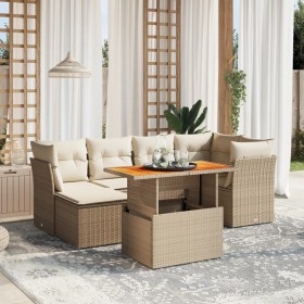 Gartensofagarnitur 7-teilig mit Kissen aus synthetischem Rattan in Beige. von , Gartensets - Ref: Foro24-3270939, Preis: 487,...