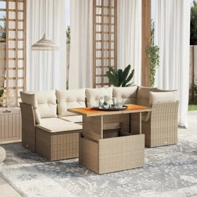 Set of 7-piece garden sofas and beige synthetic rattan cushions by , Garden sets - Ref: Foro24-3270939, Price: 511,33 €, Disc...