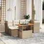 Set of 7-piece garden sofas and beige synthetic rattan cushions by , Garden sets - Ref: Foro24-3270939, Price: 511,33 €, Disc...
