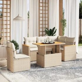 Garden sofa set with 6-piece synthetic rattan beige cushions by , Garden sets - Ref: Foro24-3273081, Price: 464,46 €, Discoun...