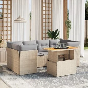 Set of 7-piece garden sofas and beige synthetic rattan cushions by , Garden sets - Ref: Foro24-3270688, Price: 467,00 €, Disc...