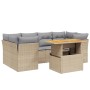 Set of 7-piece garden sofas and beige synthetic rattan cushions by , Garden sets - Ref: Foro24-3270688, Price: 469,02 €, Disc...