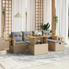 Garden sofa set with 6-piece synthetic rattan beige cushions by , Garden sets - Ref: Foro24-3276139, Price: 413,70 €, Discoun...