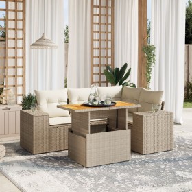 Gartensofa-Set mit 5-teiligen Kissen aus synthetischem Rattan in Beige. von , Gartensets - Ref: Foro24-3272619, Preis: 408,81...