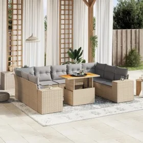Gartensofa-Set mit 10-teiligen beigen Kissen aus synthetischem Rattan. von , Gartensets - Ref: Foro24-3272781, Preis: 670,36 ...