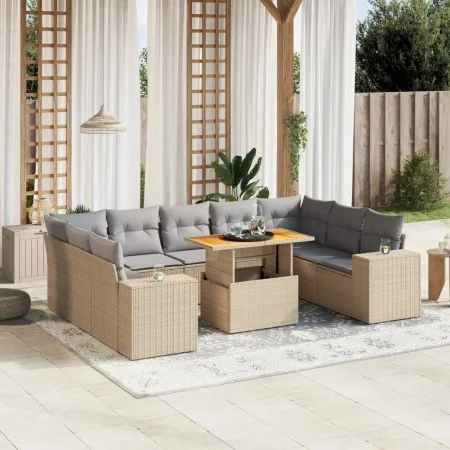 Garden sofa set with beige cushions, 10 pieces, made of synthetic rattan. by , Garden sets - Ref: Foro24-3272781, Price: 670,...