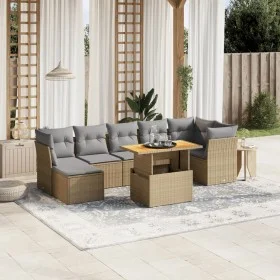 Garden sofa set with beige cushions, 8 pieces, PE rattan. by , Garden sets - Ref: Foro24-3275488, Price: 519,71 €, Discount: %