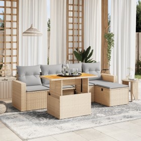 Garden sofa set with 6-piece synthetic rattan beige cushions by , Garden sets - Ref: Foro24-3275586, Price: 396,42 €, Discoun...