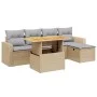 Gartensofa-Set mit 6-teiligen Kissen aus synthetischem Rattan in Beige. von , Gartensets - Ref: Foro24-3275586, Preis: 396,11...