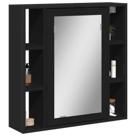 Bathroom cabinet with black engineered wood mirror 60x16x60 cm by , Dressing tables - Ref: Foro24-842426, Price: 75,21 €, Dis...