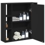 Armario con espejo de baño madera ingeniería negro 60x16x60 cm