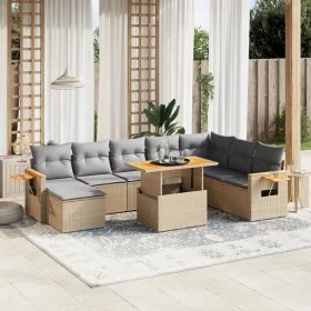 Gartensofagarnitur 9-teilig mit Kissen aus synthetischem Rattan in Beige. von , Gartensets - Ref: Foro24-3273656, Preis: 598,...