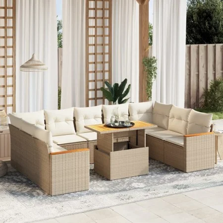 Garden sofa set with beige cushions, 10 pieces, made of synthetic rattan. by , Garden sets - Ref: Foro24-3273221, Price: 700,...
