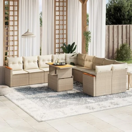 11-piece garden sofa set with beige synthetic rattan cushions by , Garden sets - Ref: Foro24-3273263, Price: 748,37 €, Discou...