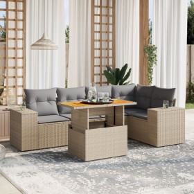 Gartensofa-Set mit 6-teiligen Kissen aus synthetischem Rattan in Beige. von , Gartensets - Ref: Foro24-3272627, Preis: 434,98...