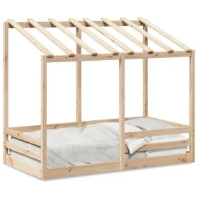 Cama para niños con techo madera maciza de pino 80x160 cm de , Camas y somieres - Ref: Foro24-847012, Precio: 100,21 €, Descu...