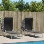 Sun loungers with canopy and table 2 units light gray synthetic rattan by , Loungers - Ref: Foro24-3261574, Price: 403,03 €, ...
