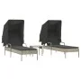 Sun loungers with canopy and table 2 units light gray synthetic rattan by , Loungers - Ref: Foro24-3261574, Price: 403,03 €, ...