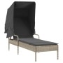 Sun loungers with canopy and table 2 units light gray synthetic rattan by , Loungers - Ref: Foro24-3261574, Price: 367,86 €, ...