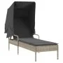 Sun loungers with canopy and table 2 units light gray synthetic rattan by , Loungers - Ref: Foro24-3261574, Price: 403,03 €, ...
